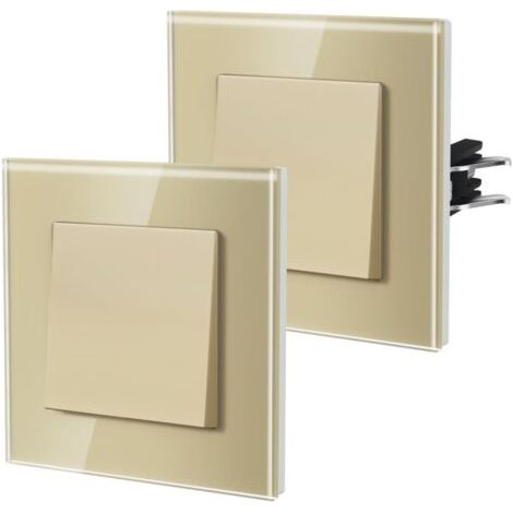 Interrupteur Mural, Interrupteur Va Et Vient Avec Griffes, Verre Interrupteur Lampe De Chevet, 1 Gang 1Way, 86mm, Or