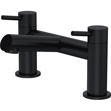 Balterley Wetley Modern Bathroom Bath Filler Tap for Deck-Mounted Contemporary Baths, Striking Matt Black Finish, 228 mm (1/5)