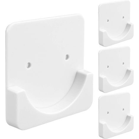 Lot de 4 supports adhésifs pour tringle à rideau de douche, fixation murale, tringle à rideau non incluse, blanc (1/5)