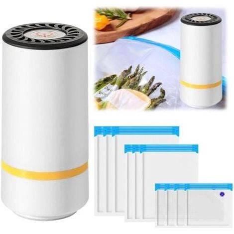 Vakuumiergerät für Lebensmittel, Mini-Vakuumierer, Küchen-Vakuumierer mit 10 Vakuumbeuteln