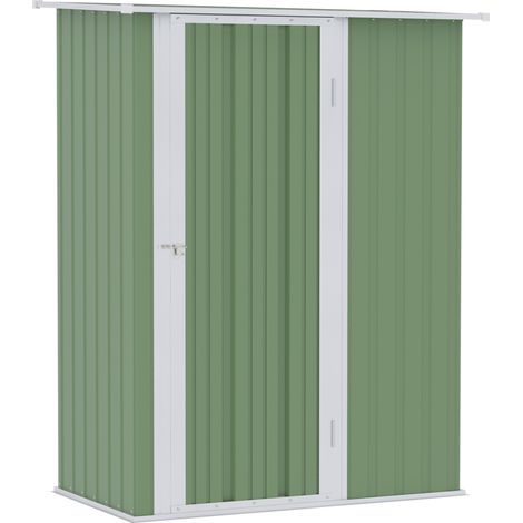Abri de jardin en acier vert 142 x 84 x 189 cm avec porte résistante aux intempéries (1/5)
