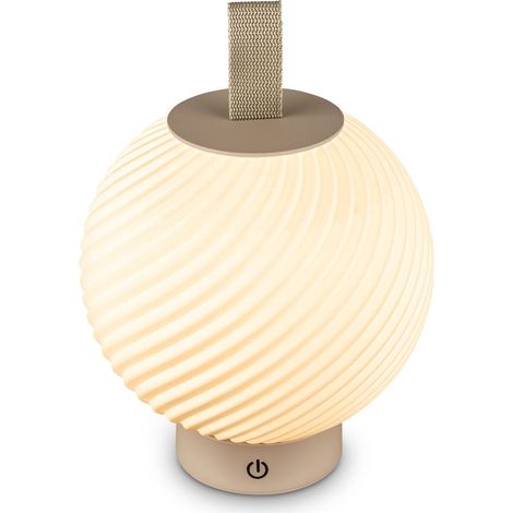 Briloner LED Tischlampe Kabellos Ø18x25 cm Rund 2W 150lm 2700K Warmweiß Dimmbar Beige - Tischleuchte Wohnzimmer Schlafzimmer Balkon (1/5)