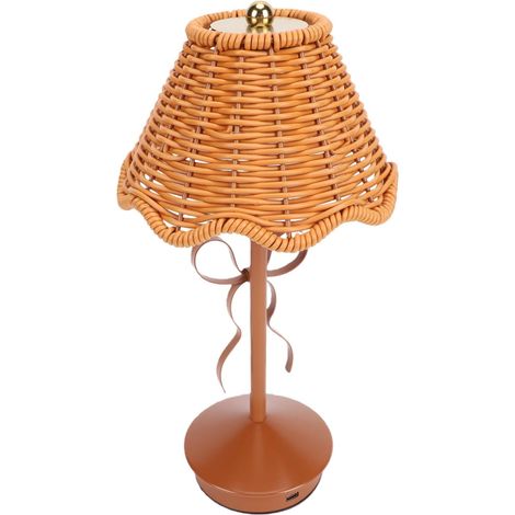 banapoy Lampe de Table Bohème en Rotin, Veilleuse Vintage Osier (1/5)
