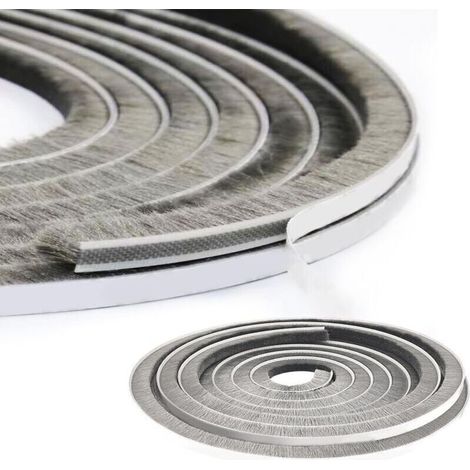Sliding Door Brush Seal, 5 m (L) x 9 mm (W) x 23 mm (D) Brush Seal Adhesive Brush Seal Self-Adhesive Brush Strip, Window Seal for Phonic Solation Doors, for Sliding Doors and Windows (Grey)