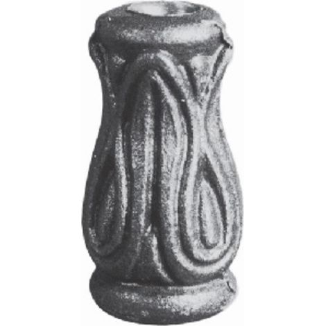 Garniture sophistiquée pour barreaux ronds de Ø14mm - Hauteur 64mm largeur 32mm - Fer forgé - À souder - DECO FER FORGE (1/2)