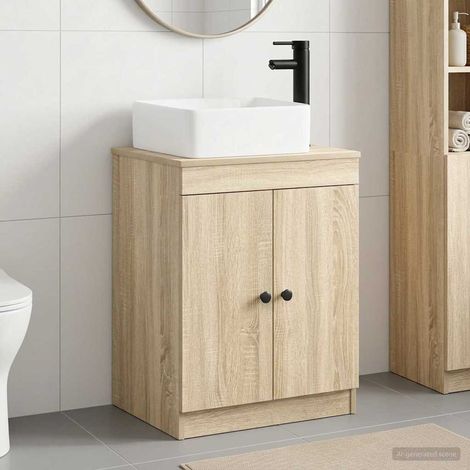 vidaXL Juego de muebles de baño Roble Sonoma Madera de ingeniería (1/5)