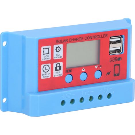 Contrôleur de charge pour panneaux solaires 12 V/24 V, chargeur photovoltaïque PWM à 3 phases, écran LCD, 20 A (1/5)