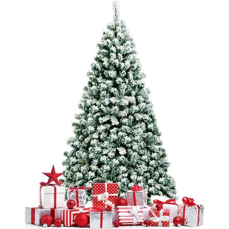 COSTWAY 180 cm Árbol de Navidad de Pino Artificial con bisagras de Nieve Flocado 928 Consejos W / 250 LED (1/5)