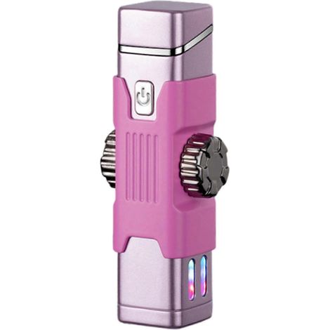 Windfestes Doppelbogenfeuerzeug mit LED-Farbbeleuchtung für Feuerzeugliebhaber Rosa (1/5)