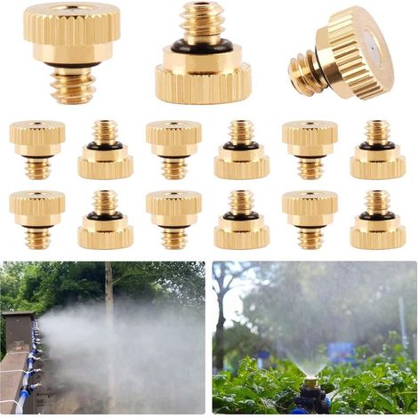 15pcs Buse d'atomisation 0.5mm Buses de Brumisation en Laiton Atomiseur Buse Tête de Pulvérisation Arroseurs Système de Refroidissement Irrigation pour Jardin Terrasse Patio (1/5)
