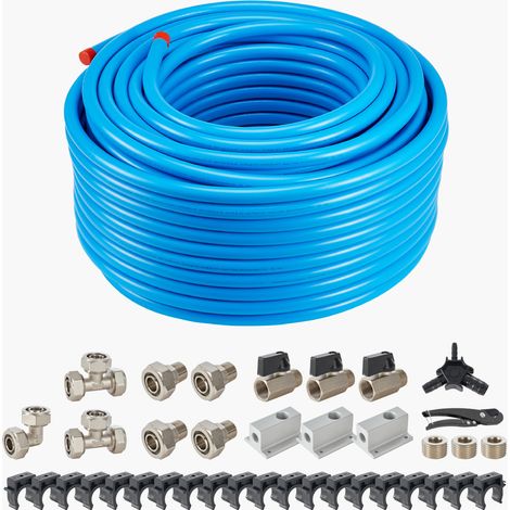 Mophorn Kit de línea de compresor de aire, 300 pies x 3/4", sistema de tuberías de aire comprimido de aluminio HDPE, a prueba de fugas, resistente a la presión