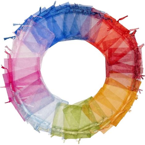 Organzasäckchen, Organza-Geschenktüte, Schmuckbeutel, Hochzeitssäckchen, Lavendelsäckchen (7 x 9 cm, mehrfarbig) (1/5)