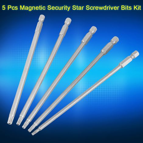 Kit de 5 embouts de tournevis magnétiques BST à queue hexagonale de 150 mm (1/4") T10-T30