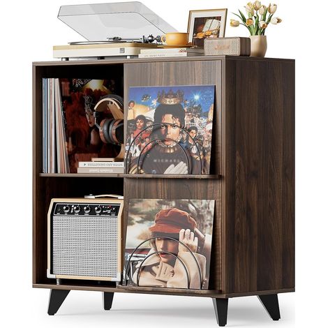 Meuble Platine Vinyle avec Tiroir, Desserte Tourne-Disque Pour Platine (1/5)