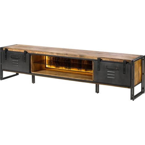 TV-Board Mango / Altholz 240x45x55 natur lackiert / Metall grau BLACKBURN LUX 556 (1/4)