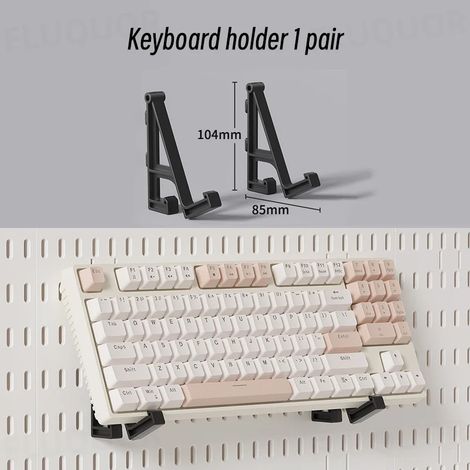 (Support clavier B) Organisateur mural sans perçage avec panneau perforé, étagères et crochets de rangement modulaires, accessoires pour salle de jeux, cuisine ou bureau (1/5)