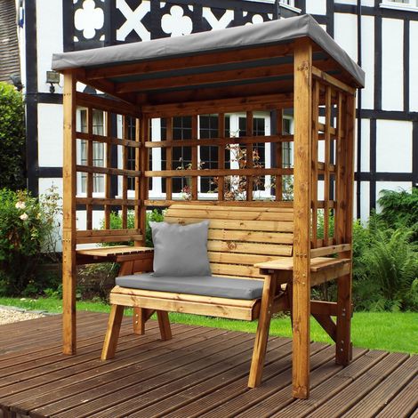 Charles Taylor Wooden Wentworth Garden Arbour & 2 Seater Bench Red Cushions (1/5)