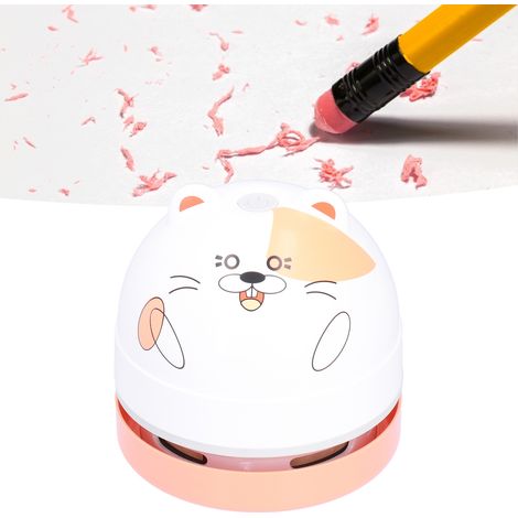 Aspirateur de bureau miniature rechargeable par USB avec motif hamster, idéal pour les enfants. Design animal mignon. (1/5)