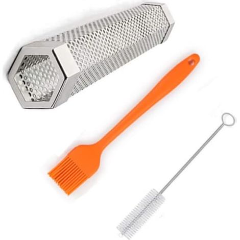 6in BBQ Smoker Tube, Générateur de fumée Froide pour Barbecue, Acier Inoxydable Barbecue Générateur de Fumée, Fumoir à Froid pour Barbecue ou Fumage,pour la Viande BBQ Grill Légumes(Hexagon) (1/4)