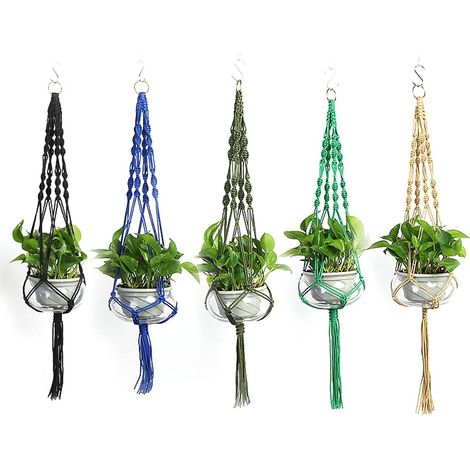 Support Pour Suspension De Pot De Fleurs - En Nylon Tissé À La Main - Convient Pour Pots De 15 À 25 Cm - Usage Intérieur Et Extérieur - 105 Cm - 1 Pièce (1/5)