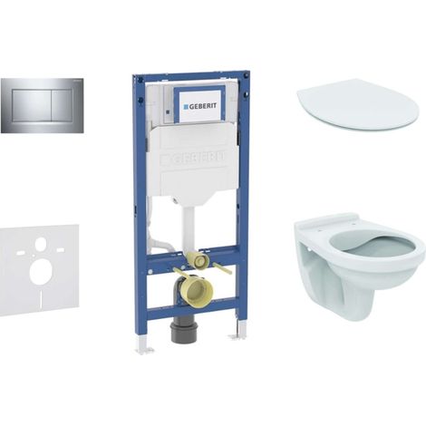 Geberit Duofix - Set per installazione pre- parete, vaso Alpha e sedile softclose, pulsante Sigma30, cromo SANI11CD1105