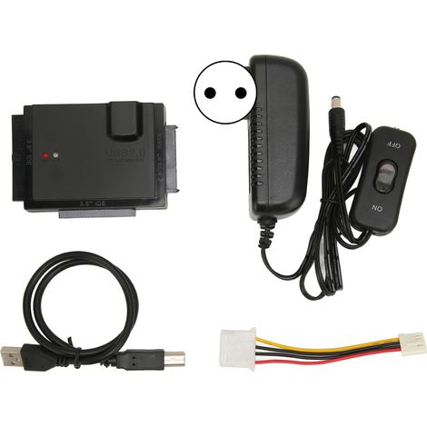 Adaptateur IDE vers SATA, convertisseur 480 Mbp/s 5000 Go, câble port parallèle IDE vers série SATA, connecteur pour disque dur externe, prise UE 110-240 V. (1/5)