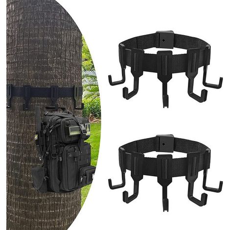 Paquete de dos unidades - 5 ganchos - Ganchos para colgar en árboles - Soporte multigancho ligero - Adecuado para acampar y hacer senderismo (1/5)