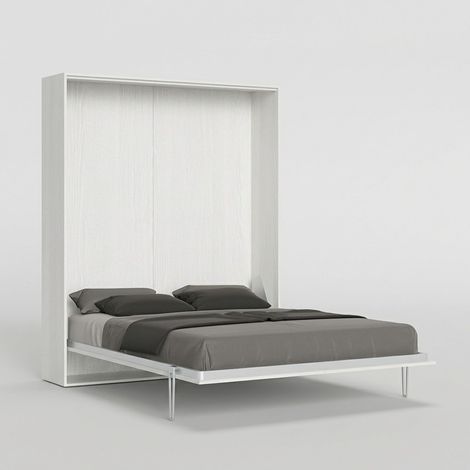 Cama abatible de matrimonio armario pared blanco 160 x 190 cm Kentaro (1/5)