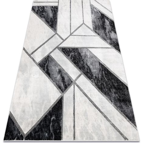 Exklusiv EMERALD Teppich 81953 glamour, stilvoll Marmor, geometrisch schwarz / silber  grey 80x150 cm