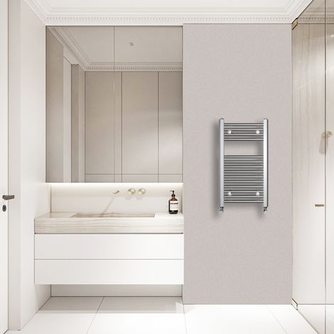 WarmeHaus Chrome Straight Bathroom Heated Radiator 700x400mm (1/5)