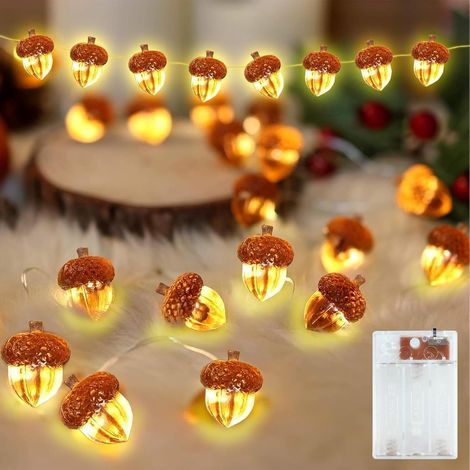 3m Guirlande Lumineuse Gland,Guirlande d'automne,LED Guirlande d'automne, piles Pour Halloween, Fête,Citrouille, Noël Decoration (Orange A) (1/5)