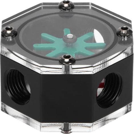 Débitmètre d'eau, rhéomètre octogonal transparent en acrylique et métal refroidi par eau pour ordinateur (1/5)