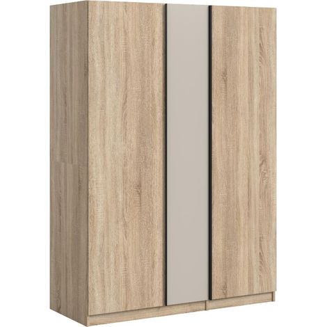 Oakland Kleiderschrank 3 Türen Eiche Dekor, Kaschmir Dekor.