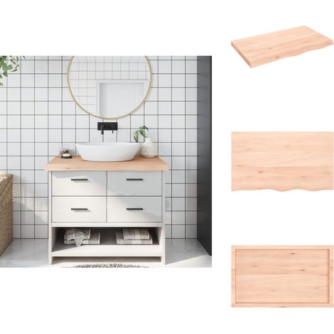 Comptoir de salle de bain 100x60x(2-6)cm bois massif non traité - Comptoir Salle De Bain - Comptoir Bois - Plan De Travail Salle De Bain - Meuble Lavabo - Chêne Massif (1/5)