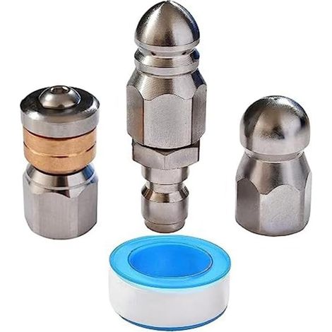 Set of 3 fixed stainless steel drain nozzles for pressure washers, 6.35 mm (1/5)