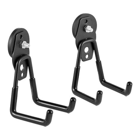 Crochets magnétiques forts, 2 paquets Hooks aimants utilitaires de stockage lourd avec revêtement antidérapant pour accrochage intérieur et extérieur (Noir) Noir -