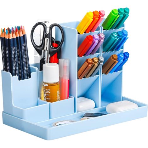 Lot de 5 organisateurs de bureau roses en plastique, multifonctionnels pour crayons, papeterie, bureau ou école