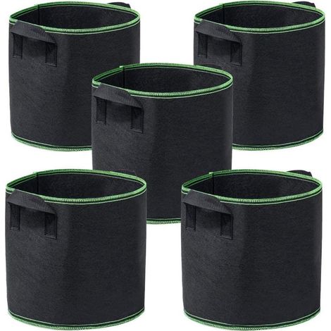 5 stuks - Planten groeizak - Kweekzak - 5 Gallon - Groeipot - Plantenzak - Duurzaam - Herbruikbaar - Plantenmand - Bloemen - 25x30 CM - Zwart - niet-geweven stof