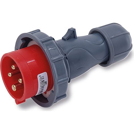 Electraline 3508547 80810 Spina Elettrica Industriale, IEC, 16A, 3P+T, 380V, IP67, Rosso