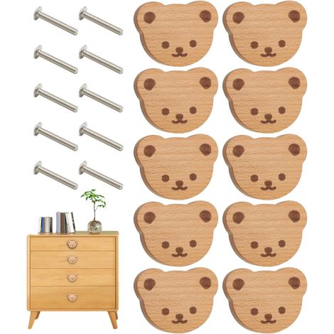 Boutons pour armoires et tiroirs 10 pièces Poignées Décoratives En Bois  Boutons Meuble En Bois polyvalents : cuisine, salle de bain, vanité, porte, meuble, bureau et (1/5)