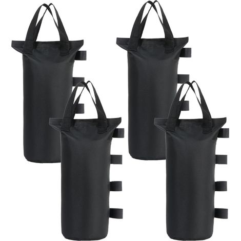 Sacs de sable pour auvent, sac de lestage, tente de publicité extérieure, pare-soleil fixe, coupe-vent, sacs de poids pour tente d'auvent pop-up (sans sable) (noir, 4 cylindriques) (1/5)