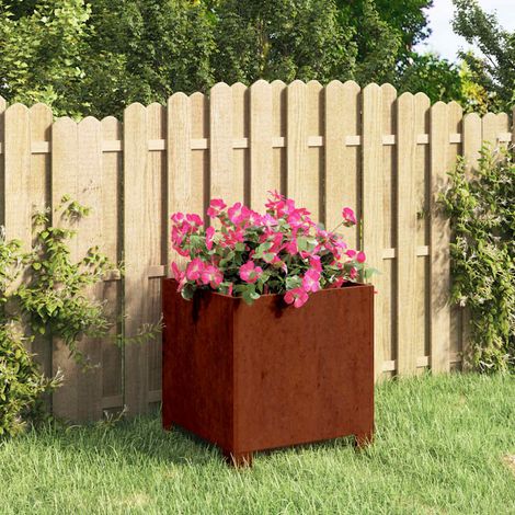 Teenpull – Pflanzkübel mit Beinen Rostig 30x30x30 cm Cortenstahl (1/5)