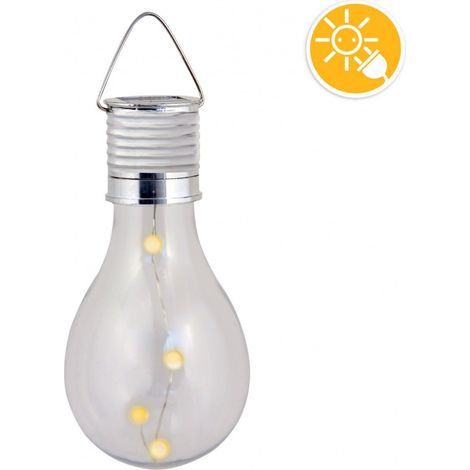 BULB LIGHT: LAMPADA SOLARE 4 MINI LED A FORMA DI LAMPADINA VELAMP