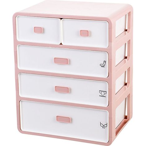 Armoire de Rangement pour Sous-vêtements 4 Tiroirs avec Séparateurs pour Soutiens-gorge, Culottes et Chaussettes Rose (1/5)