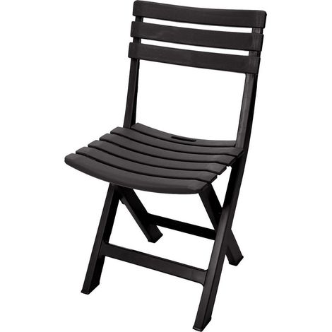 Chaise de jardin pliante en plastique anthracite – Dimensions 80 x 45 cm – Charge maximale 120 kg – Surface d'assise 41,5 x 34,5 cm