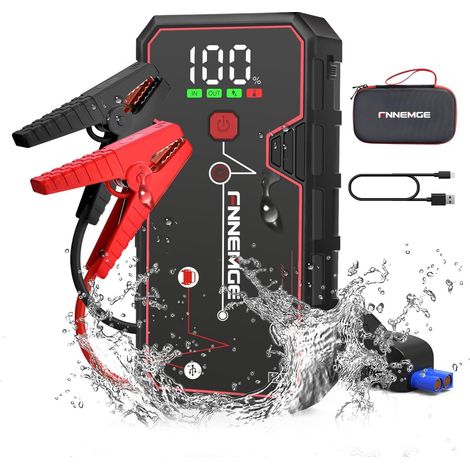 Booster Batterie, 5000A 23800mAh Jump Starter, Démarrage de Voiture (jusqu'à Tout Le Essence, Moteur Gazole 8,0L), avec Port de Charge USB, lumière LED, HD Écran Large. (1/5)