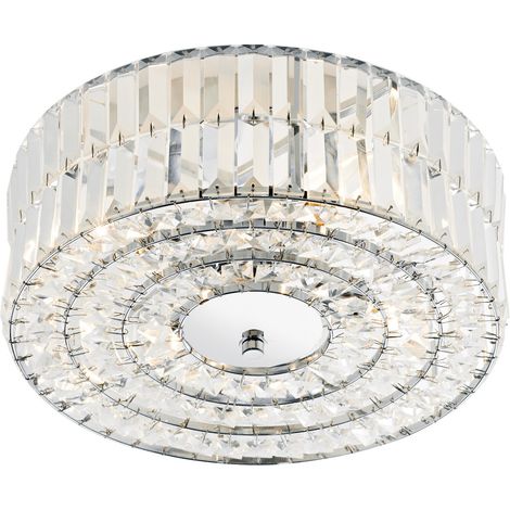 DAR ERROL - Plafonnier semi-encastré en cristal, luminaire chromé poli (1/5)