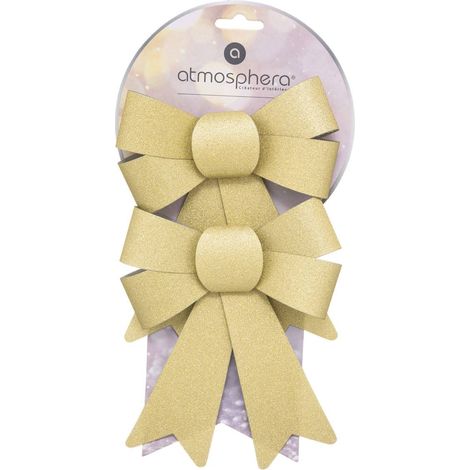 Dekoration Schleife klein x 2 14x18cm Glitter gold - Feeric lights & christmas