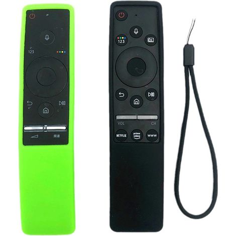 Convient aux télécommandes Samsung incurvées : Étui de protection universel en silicone épais et coloré (résistant aux chutes) — Lot de 2 (vert + noir) (1/5)