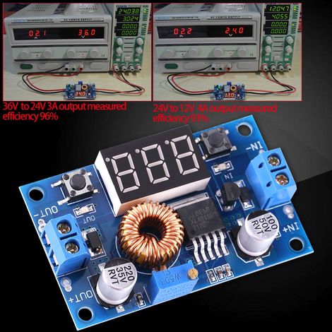 Leistungsstarkes, einstellbares DC/DC-Abwärtswandlermodul 75 W (5 A) mit Voltmeter und Kupferanschlüssen (1/5)